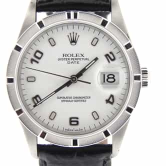 Mens Rolex Stainless Steel Date White Arabic 15210 (SKU X597399NBLKMT)