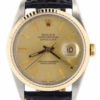 Mens Rolex Two-Tone 18K/SS Datejust Champagne  16233 (SKU L971975NBLKBCMT)