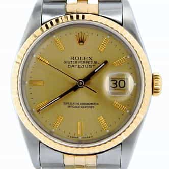 Mens Rolex Two-Tone Datejust 16233 Watch with Gold Champagne Dial (SKU L971975NJUBBCMT)