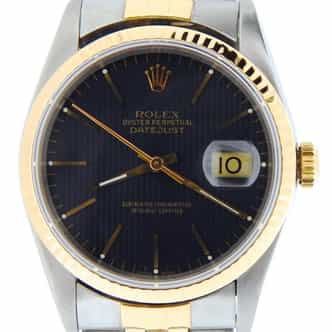Mens Rolex Two-Tone 18K/SS Datejust Black  16233 (SKU S480823NBCMT)