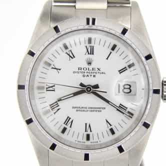Mens Rolex Stainless Steel Date White Roman 15010 (SKU 8258883NMT)