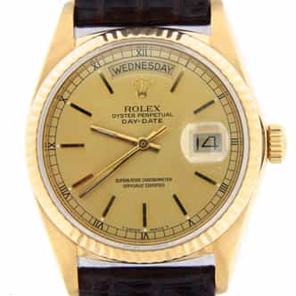 Mens Rolex 18K Gold Day-Date Watch Gold Champagne Dial 18038 (SKU 5907799NBRNMT)