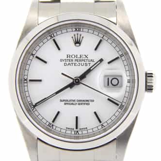Mens Rolex Stainless Steel Datejust White 16200 (SKU BT485331MT)