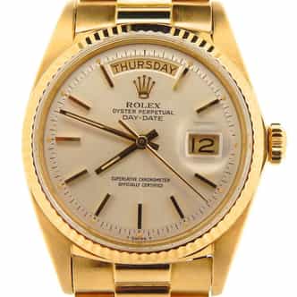 Mens Rolex 18K Gold Day-Date President Silver  1803 (SKU 2541189NMT)