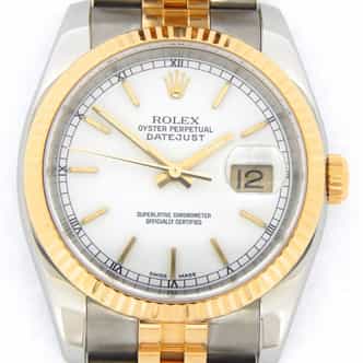 Mens Rolex Two-Tone 18K/SS Datejust White  116233 (SKU F493178WNBCMT)