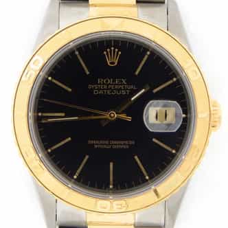 Mens Rolex Two-Tone 18K/SS Datejust Turn-O-Graph Black  16263 (SKU U782383MT)