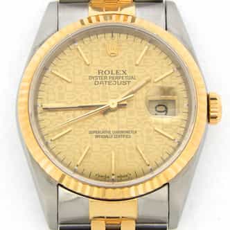 Mens Rolex Two-Tone 18K/SS Datejust Champagne  16233 (SKU T522915NBCMT)