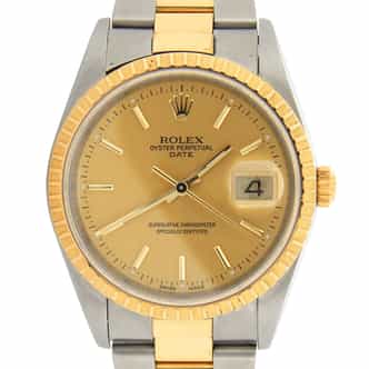 Pre Owned Mens Rolex Two-Tone Date Watch with a Gold Champagne Dial 15223 (SKU D430010NM)