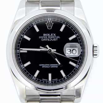 Mens Rolex Stainless Steel Datejust Black  116200 (SKU D588198MT)