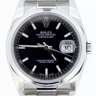 Mens Rolex Stainless Steel Datejust Black  116200 (SKU D588198MT)