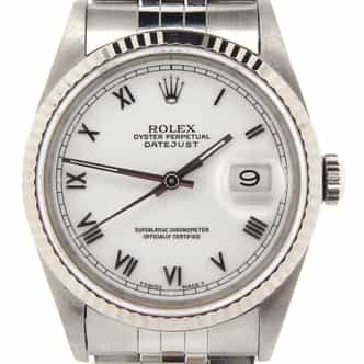 Mens Rolex Stainless Steel Datejust White Roman 16234 (SKU S177557NMT)