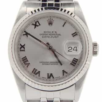 Mens Rolex Stainless Steel Datejust Watch Ref. 16234 Silver Roman (SKU L884885NMT)