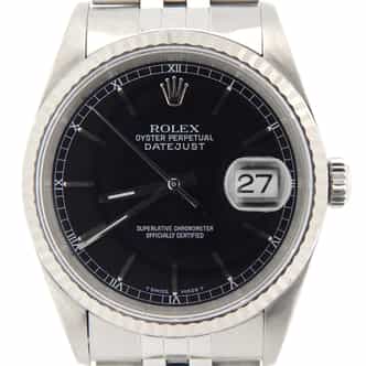 Mens Rolex Stainless Steel Datejust Black 16234 (SKU BU382324NMT)