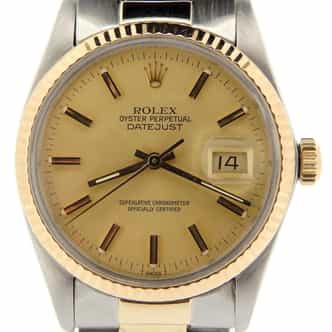 Mens Rolex Two-Tone 14K/SS Datejust Champagne  16013 (SKU 8279669NMT)
