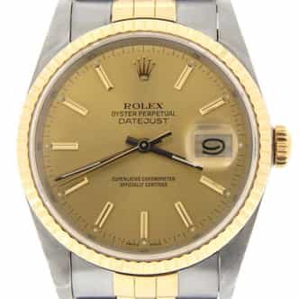 Mens Rolex Two-Tone 18K/SS Datejust Champagne  16233 (SKU L558159MT)