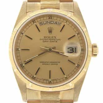 Mens Rolex 18K Gold Day-Date President Bark FInish Watch Ref. 18078 (SKU 8766037BMT)