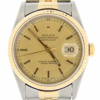Mens Rolex Two-Tone 18K/SS Datejust Champagne  16233 (SKU P988429MDMT)