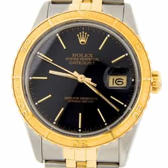 Pre Owned Mens Rolex Two-Tone Datejust with a Black Dial 16253 (SKU 9787729MT)