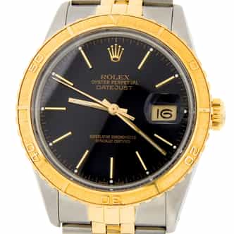 Pre Owned Mens Rolex Two-Tone Datejust with a Black Dial 16253 (SKU 9787729MT)