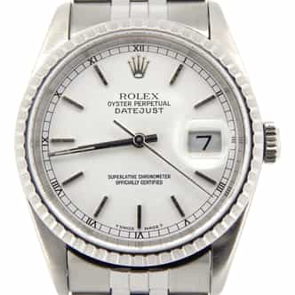 Mens Rolex Stainless Steel Datejust White 16220 (SKU BE373429NAJMT)