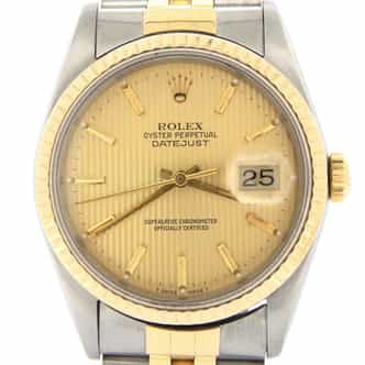 Mens Rolex Two-Tone 18K/SS Datejust 16233 Gold Tapestry (SKU XIII696NMT)