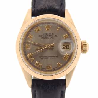 Ladies Rolex 18K Yellow Gold Datejust 6917 Watch with Slate Gray Roman Dial (SKU 3172168NBLKMT)