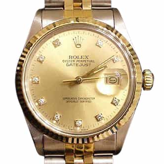 Mens Rolex Two-Tone 18K/SS Datejust Champagne Diamond 16013 (SKU 7931111BNNMT)
