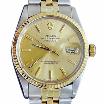 Mens Rolex Two-Tone 18K/SS Datejust Champagne  16013 (SKU 8921491BCMT)