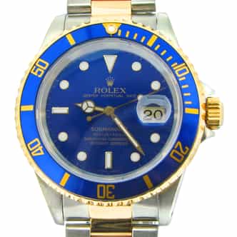 Mens Rolex Two-Tone 18K/SS Submariner Blue  16613 (SKU E677413ABCMT)