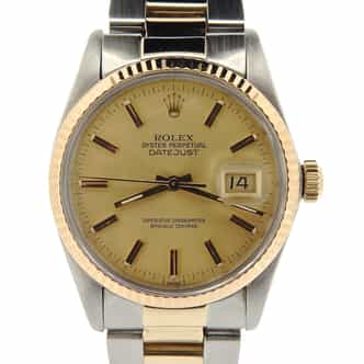 Mens Rolex Datejust 16013 Two-Tone Steel and Yellow Gold Watch Oyster Band (SKU 8279669NMT)