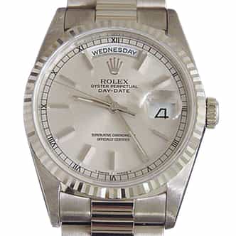 Mens Rolex 18K Gold Day-Date President Silver  18239 (SKU U700265MT)