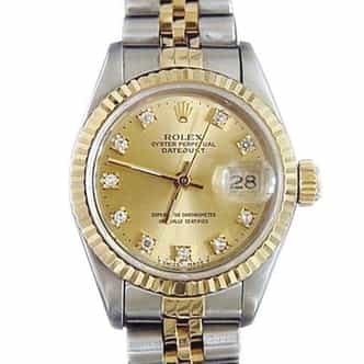 Ladies Rolex Two-Tone Datejust Watch Ref. 69173 with Factory Diamond Dial (SKU 8585275MT)