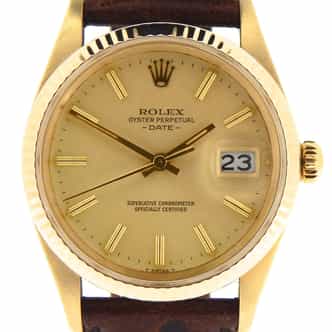 Mens Rolex 14K Yellow Gold Date Champagne 15037 (SKU 7108922NBRNBMT)