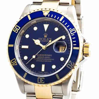Mens Rolex Two-Tone 18K/SS Submariner Blue  16613T (SKU 16613TBLNHMT)