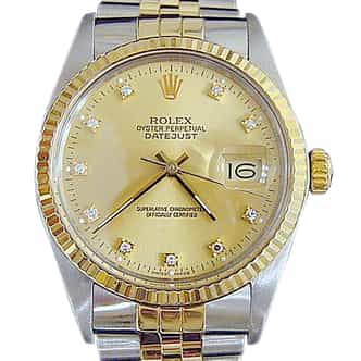 Mens Rolex Two-Tone 18K/SS Datejust Champagne Diamond 16013 (SKU 9118104BNNMT)