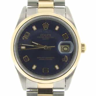 Mens Rolex Two-Tone 18K/SS Date Watch Blue Arabic 15203 (SKU U311254NMT)