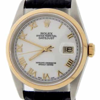 Mens Rolex Two-Tone 18K/SS Datejust Watch White Roman 16203 (SKU K1BL01218MT)