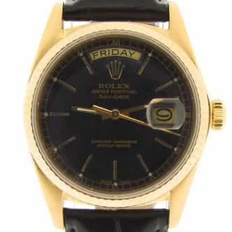 Mens Rolex 18K Gold Day-Date Watch with Black Dial 18038 (SKU B5611003NMT)