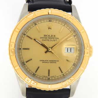 Mens Rolex Two-Tone 18K/SS Datejust Turn-O-Graph Champagne  16263 (SKU X338441AMT)