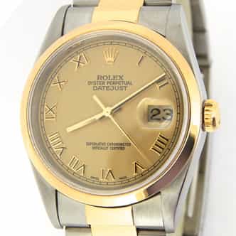 Mens Rolex Two-Tone Datejust Gold Roman 16203 (SKU 16203AMT)