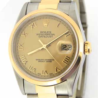 Mens Rolex Two-Tone Datejust Gold Roman 16203 (SKU 16203AMT)