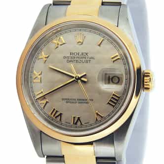 Mens Rolex Two-Tone 18K/SS Datejust Ivory Roman 16203 (SKU T536754AMT)