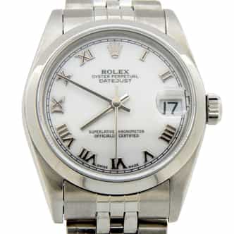 Mid Size Rolex Stainless Steel Datejust White Roman 78240 (SKU P589057AMT)