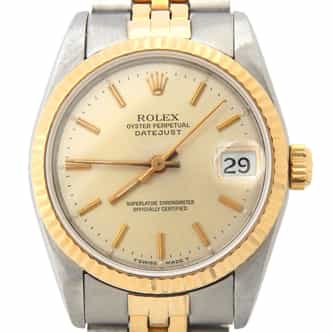 Ladies Mid Size Rolex Two-Tone Datejust Watch 68273 with Silver Dial (SKU S434429AMT)
