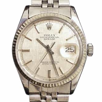 Mens Rolex Stainless Steel Datejust Silver Linen 1601 (SKU 203AMT)
