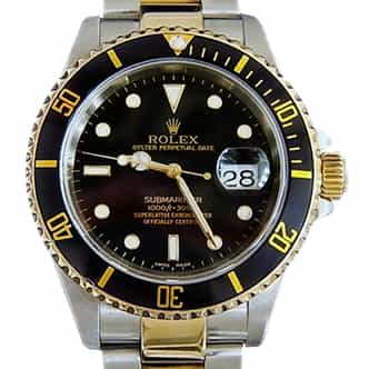 Mens Rolex Two-Tone 18K/SS Submariner Black  16613 (SKU P740192MT)