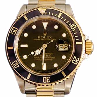 Mens Vintage Rolex Two-Tone Submariner Watch 16803 Black (SKU R247153MT)