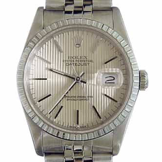 Mens Rolex Stainless Steel Datejust Silver Tapestry 16220 (SKU R920595AMT)