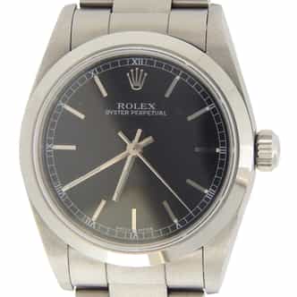 Mid-Size Rolex Stainless Steel Oyster Perpetual Black 77080 (SKU F095208AMT)