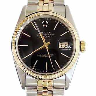 Mens Rolex Two-Tone 18K/SS Datejust Black  16013 (SKU 5555270MT)
